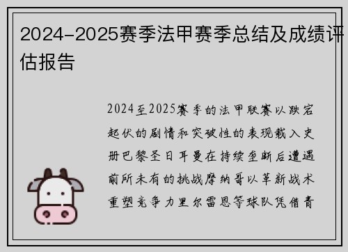 2024-2025赛季法甲赛季总结及成绩评估报告